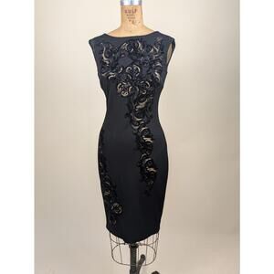 2000's / Y2K cache luxe black and gold dress